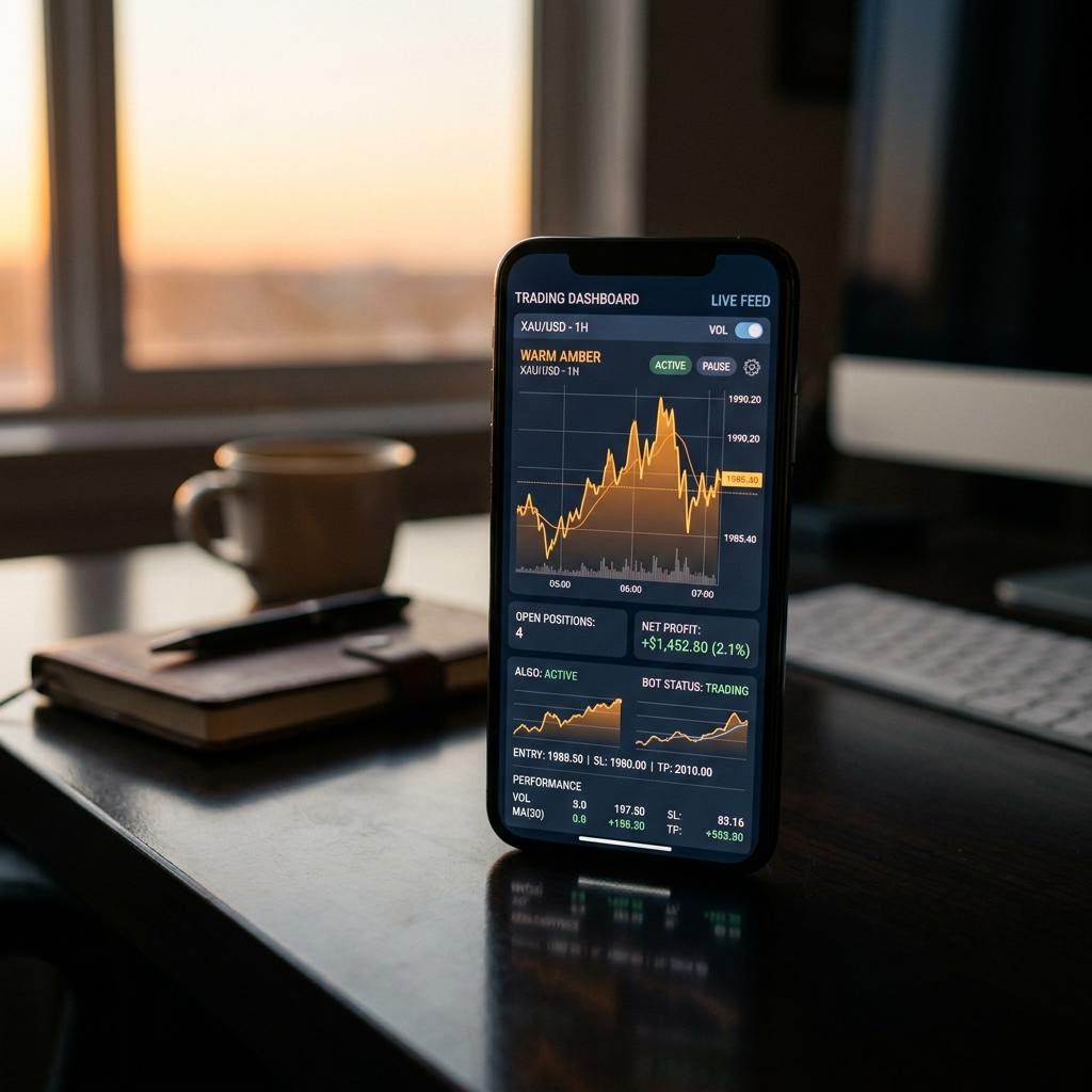Tableau de bord Vaste Rendébrance plateforme de trading crypto IA sur mobile